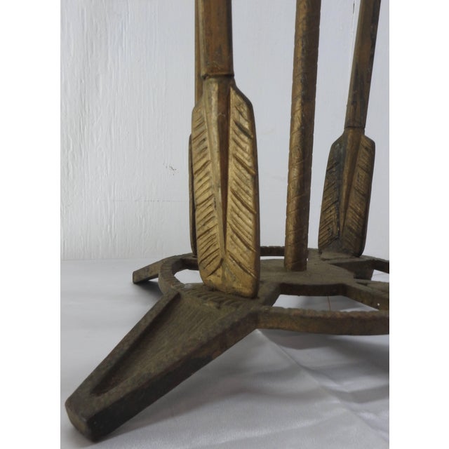 Verona Arrow Bronze Lamp With Crested Globe For Sale - Image 10 of 11