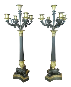 19th Century French Bronze and Metal Napoleonic Candelabras - a Pair
