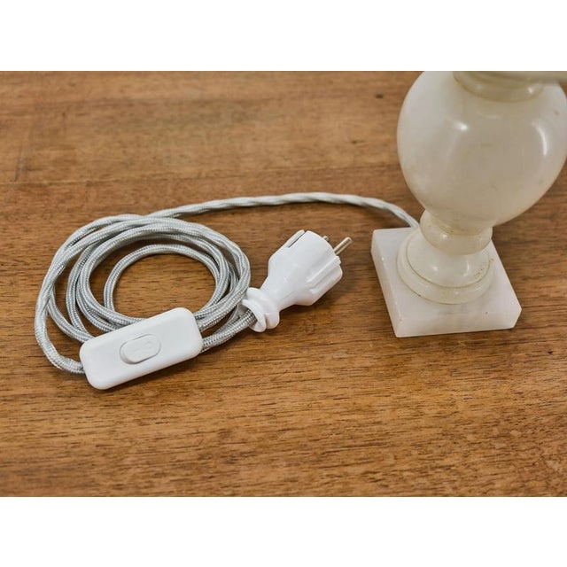 Antique Marble Table Lamp with Fabric Shade For Sale - Image 4 of 6