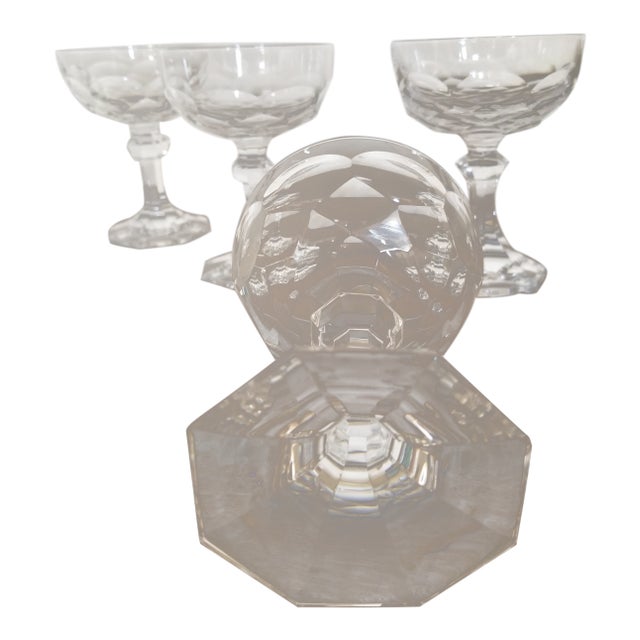 Set of Four Antique Cut Crystal Champagne Glasses For Sale