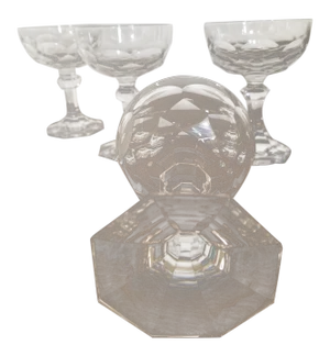Set of Four Antique Cut Crystal Champagne Glasses