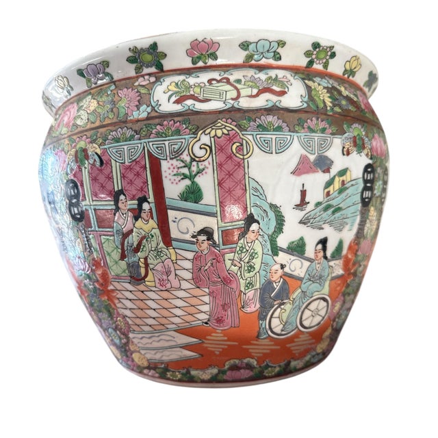 1950s 1950s Mid Century Cachepot or Jardiniere in the Famille Rose Style For Sale - Image 5 of 9