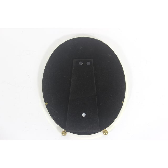 Mid-Century Modern 1980’s Large Oval Brass Picture Frame 8 X 10 Footed With Black Velvet Back, Table Top Photograph Frame, Easel Back For Sale - Image 3 of 9