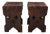 Vintage Brutalist Wood and Leather Stools, 1950s, Set of 2 For Sale