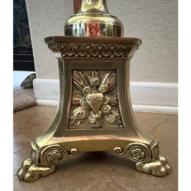 Early 20th Century Tall Brass Altar Candlestick For Sale - Image 11 of 15