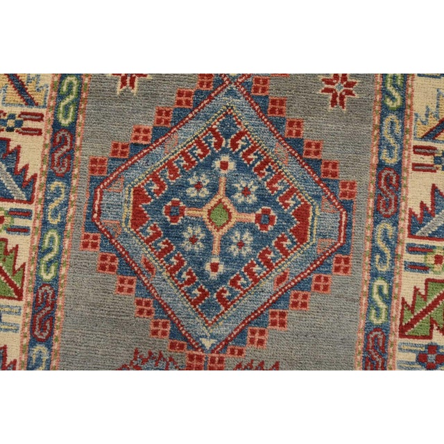 Textile Kazak Runner 2’8” X 9’8” Gray Wool Tribal Hand-Knotted Oriental Rug For Sale - Image 7 of 13