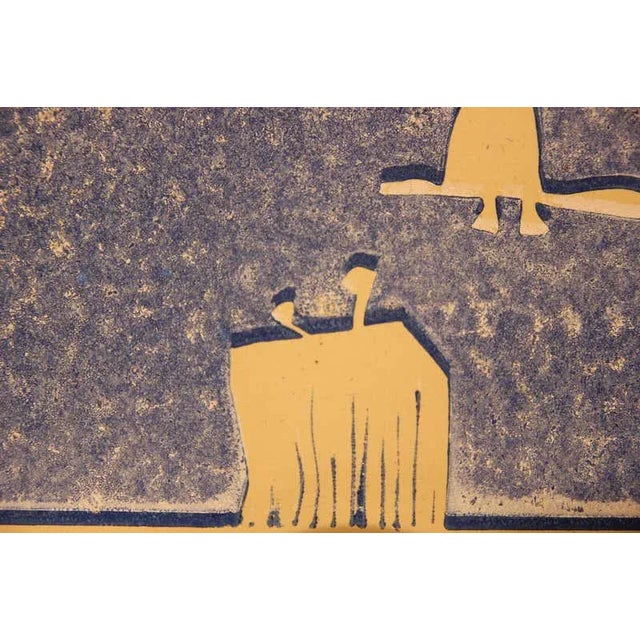 Blue 2000s Contemporary Abstract Surrealist Space Themed Landscape Block Print by Josefa Vaughan For Sale - Image 8 of 12