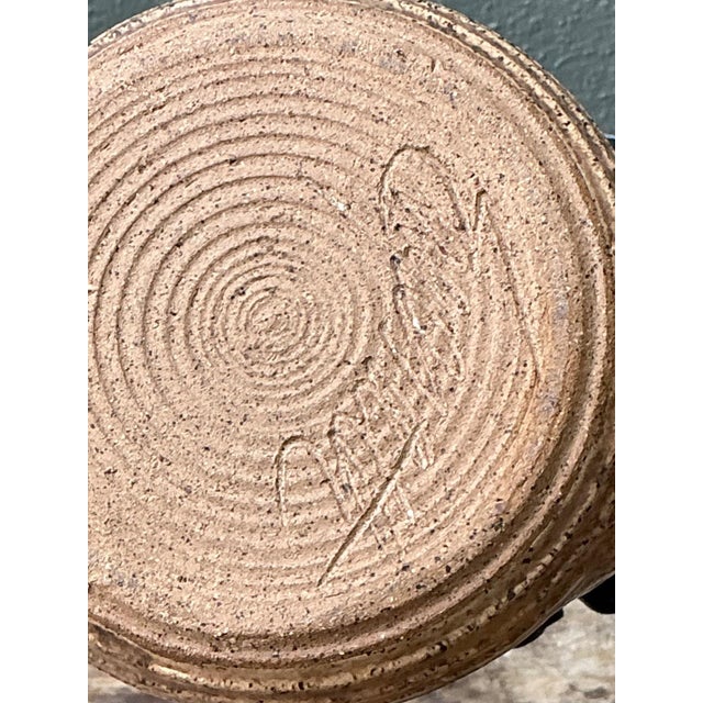 Vintage Handcrafted Ceramic Vase With Abstract Motif For Sale In West Palm - Image 6 of 12