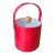 1970s Red Plastic Ice Bucket/Champagne Bucket With Wooden Handle on Lid For Sale