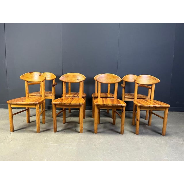 Vintage Pine Wood Dining Chairs, 1980s, Set of 8 For Sale - Image 9 of 11