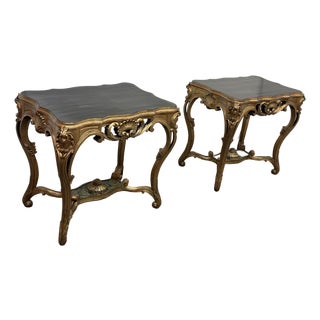 Antique Rococo Revival Giltwood Side Tables, Pair For Sale