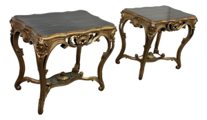 Antique Rococo Revival Giltwood Side Tables, Pair