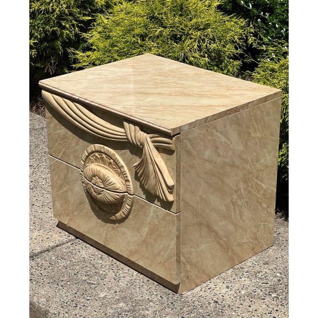 Mid 20th Century Mid 20th Century Italian Nightstand with Faux Marble Laminate For Sale - Image 5 of 12