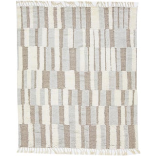 2020s Earth Tones Abstract Moroccan Style Modern Wool Rug For Sale