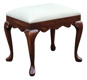 Late 20th Century Pennsylvania House Queen Anne Mahogany and Upholstered Bench