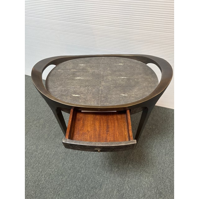 R & Y Augousti R & Y Augousti Black Shagreen Side Table For Sale - Image 4 of 11
