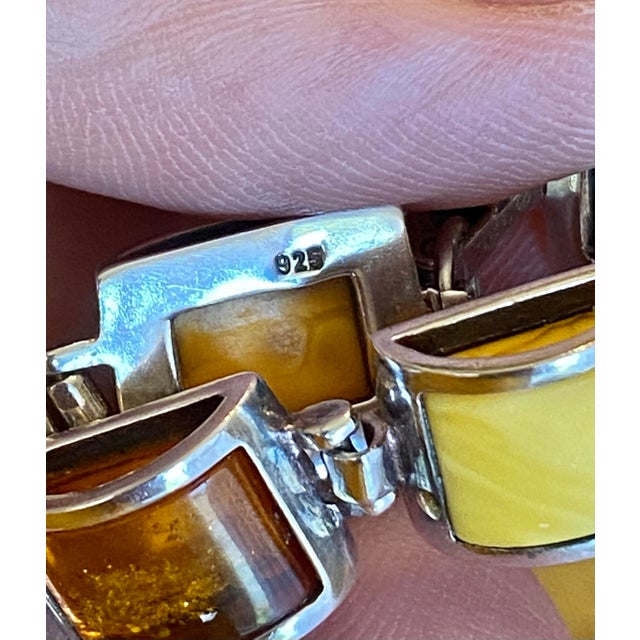 Multiple Hues of Amber + Sterling Silver Link Bracelet For Sale - Image 10 of 12