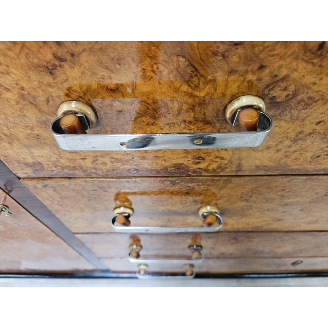 Art Deco Sideboard in Briar Root and Lacquered Wood with Glass Top, 1950s For Sale - Image 16 of 18