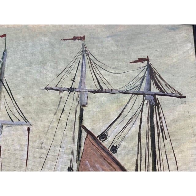 Green Taylor Oil Painting of Harbor Boats, Signed For Sale - Image 8 of 12