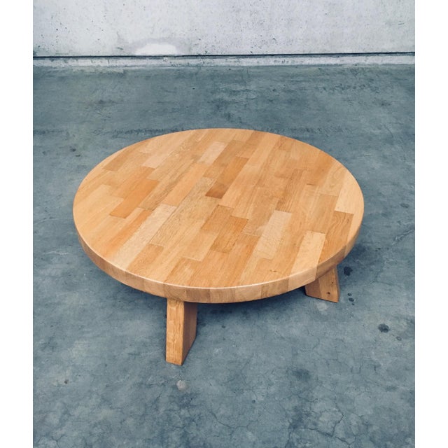 Brutalist Oak Round Coffee Table from Meubelfabriek Oisterwijk, Netherlands, 1960s For Sale - Image 15 of 18