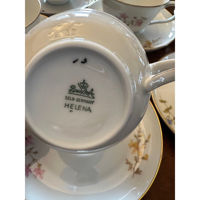 Rosenthal 1950s Rosenthal Selb Germany Tea Cup and Saucer "Helena" Pattern - Set for 6 For Sale - Image 4 of 18