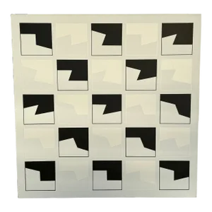Original 1972 Elliott Thompson 'Two-53-B' Deconstruction of the Square Black & White Geometric Abstract Painting