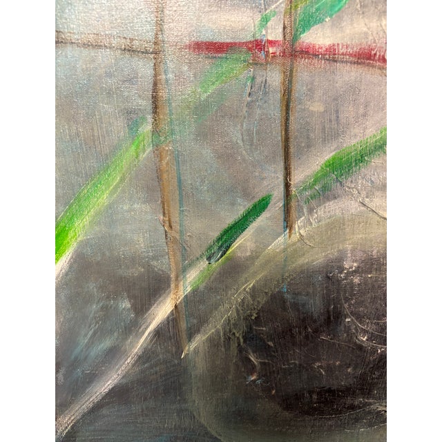 Large Vintage Contemporary Abstract Oil Painting 50 X48 For Sale - Image 17 of 18
