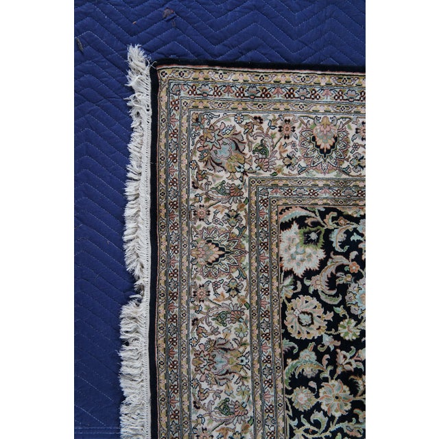 Vintage Oriental Floral All Over Wool & Silk Geometric Black Lotus Area Rug 8' For Sale - Image 4 of 12