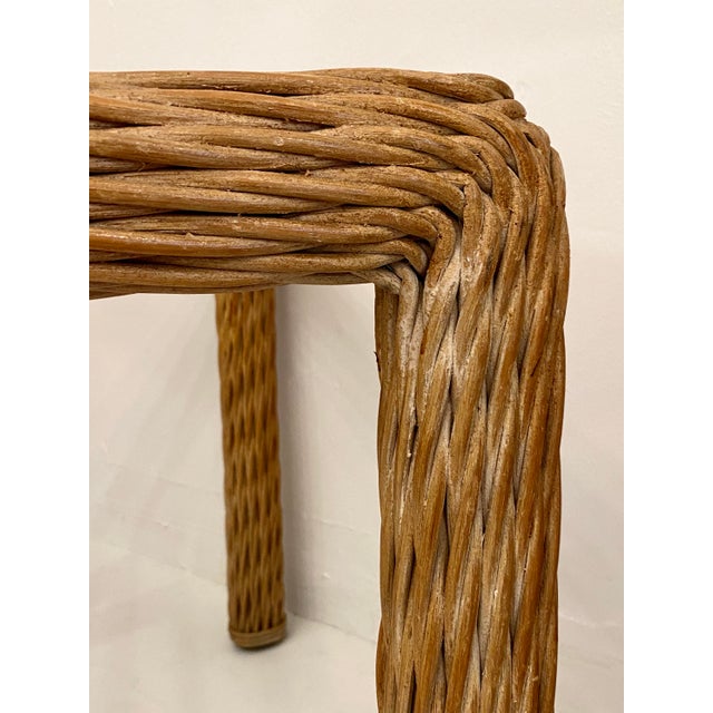 Tan Relocation Super Sale! 1980s Twisted Rattan Modern Coastal Style Side Table For Sale - Image 8 of 11
