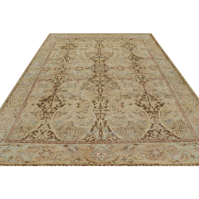 2010s Rug & Kilim’s Polonaise Style Rug in Beige-Brown and Blue With Floral Patterns For Sale - Image 5 of 7