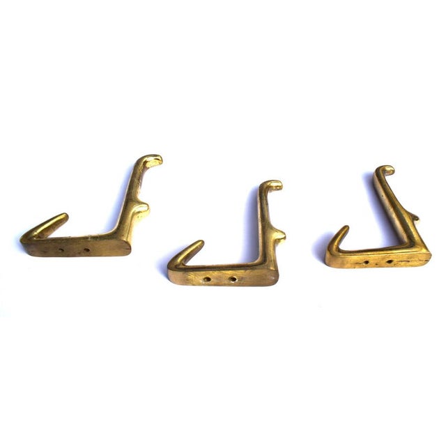 Gold Brass Model 4965 Hooks by Carl Auböck II for Werkstätte Carl Auböck, 1950s, Set of 3 For Sale - Image 8 of 10