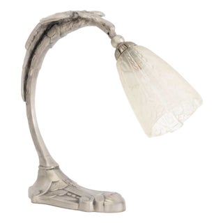 French Art Deco Eagle Form Chrome Table Lamp For Sale