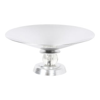 Art Deco Brushed Aluminum & Glass Centerpiece Bowl Signed Kensington For Sale