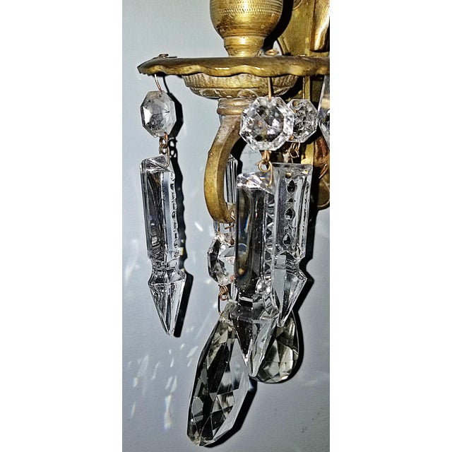 Late 19th Century Antique Crystal French Bronze Sconce For Sale - Image 5 of 7