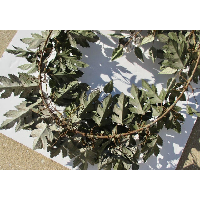 Vintage Tole Foilage Wreath Oak and Wild Rose Mid-Century For Sale - Image 10 of 10