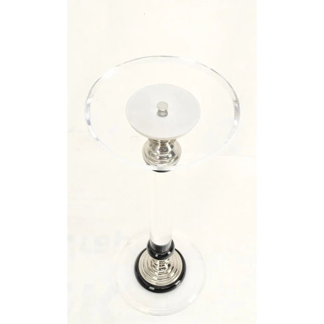Mid 20th Century Mid Century Modern Haziza Clear Lucite Round Pedestal Side Table Stand For Sale - Image 5 of 13