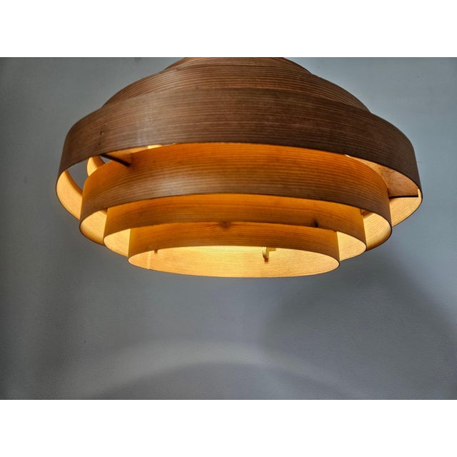 Mid-Century Veneer Pendant in the style of Hans-Agne Jakobsson, Denmark, 1970s For Sale - Image 10 of 15