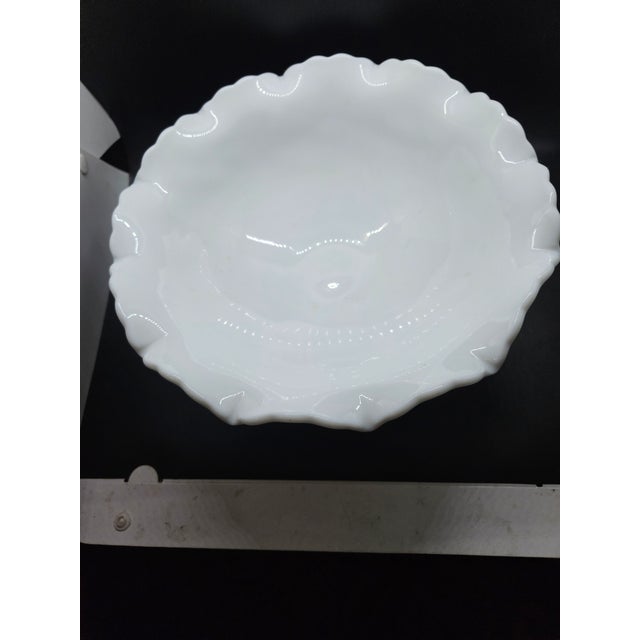 VIntage l.e. Smith White Milk Glass Grape & Leaves Pedestal Compote C1980s Usa 10"dia