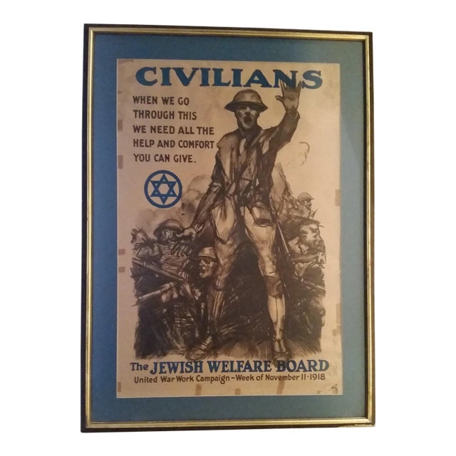 Early 20th Century Antique World War 1 National Jewish Welfare Board Recruitment Poster For Sale