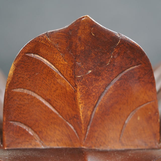 Wood Large Vintage Hand Carved Solid Wood Dragon and Lotus Sculpture For Sale - Image 7 of 11
