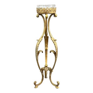20th Century Standing Ashtray in Gilt Bronze and Crystal For Sale