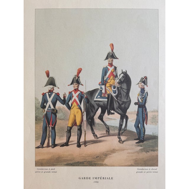 Realism Set of 5 Vintage French Napoleonic Garde Impériale Military Uniform Prints Napoleon 1804-1809 For Sale - Image 3 of 6