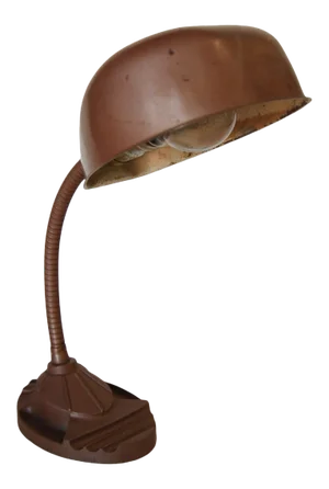Art Deco Style Copper Gooseneck Desk Lamp With Pen Holder