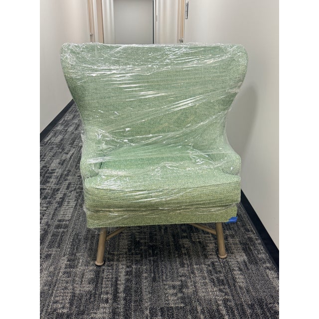Custom Stewart Furniture Wingback in Thibaut Fabric A welcoming wingback chair with a wide back and spacious seat....
