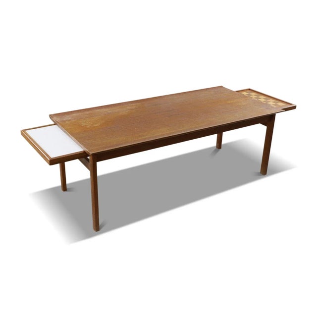 Seffle Möbelfabrik 1960s Teak Coffee Table With Pull Out Chess Board by Tove + Edvard Kindt Larsen For Sale - Image 4 of 11