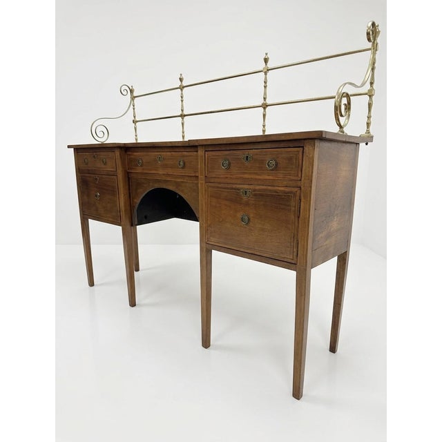 Hollywood Regency Mahogany Inverted Breakfront Sideboard with Brass Gallery, 19th Century For Sale - Image 3 of 6