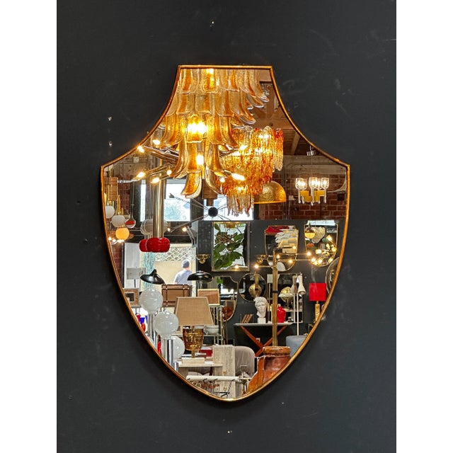 Vintage Italian Curvilinear Brass Wall Mirror 1960s For Sale - Image 4 of 7
