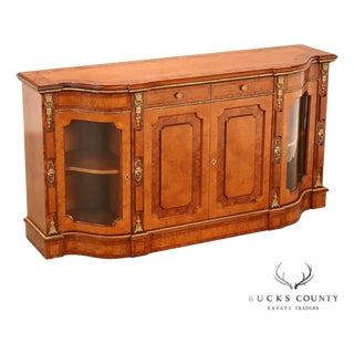 Italian Neoclassical Style Burl Wood Sideboard Credenza For Sale