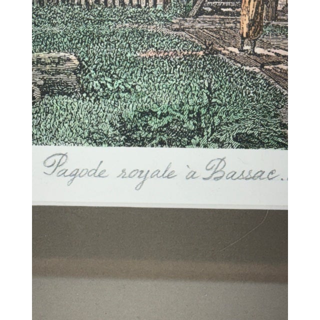 Green Vintage Gilt Faux Bamboo Framed French Indochina Landscape Print - British Colonial Style For Sale - Image 8 of 12