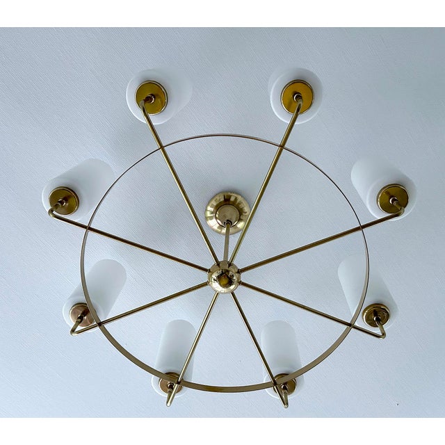 Large Vintage Italian Glass and Brass Chandelier, 1950s For Sale - Image 14 of 18